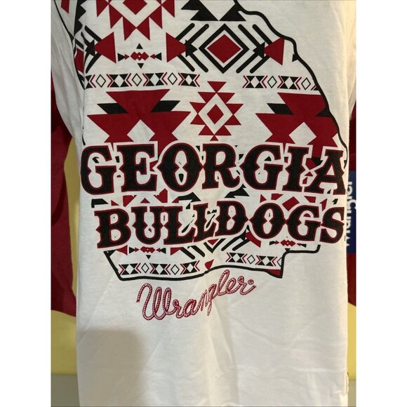 NEW UGA Georgia Bulldogs Wrangler White 3/4 Sleeve Baseball Tee Shirt Women's M - Picture 2 of 6